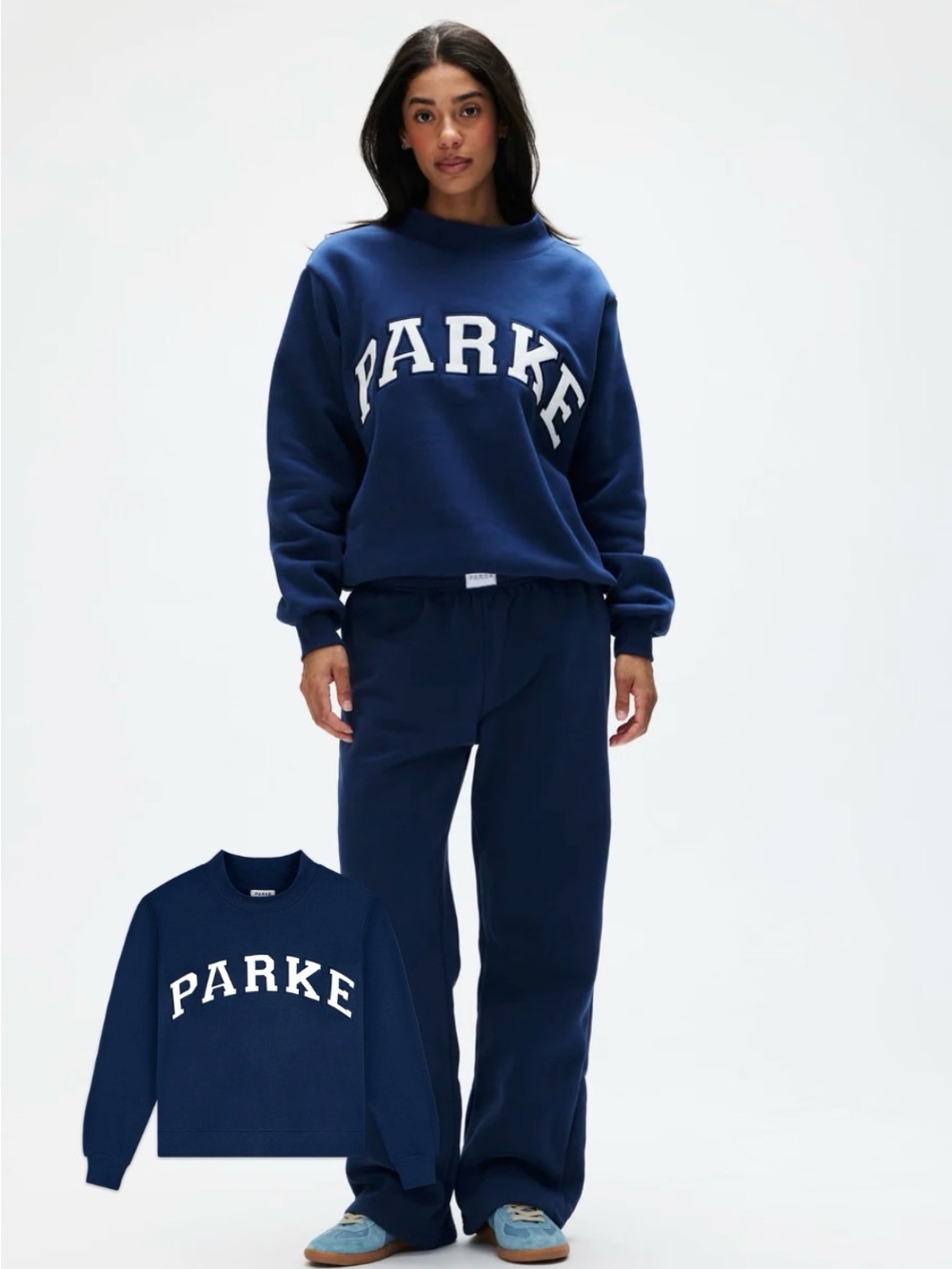 PARKE Navy Varsity Mockneck Sweatshirt - L/XL